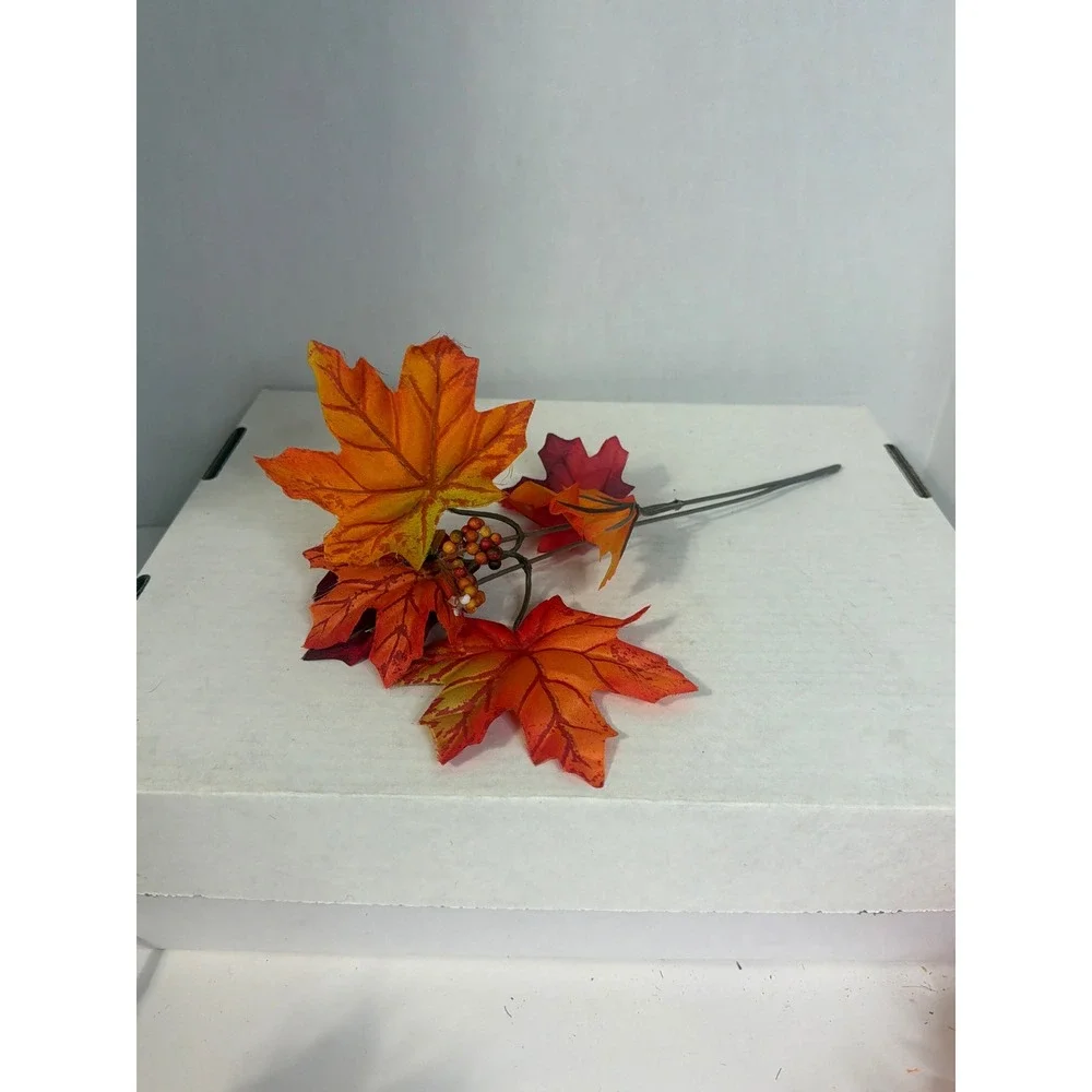 Artificial Fall Floral Stems Bundle Orange Yellow Red Sunflowers Maple Leaves